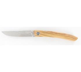 Laguiole knife with olive wood handle and brass bolsters Actiforge