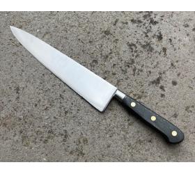 10 in Chef Knife - Old Forge - BLACK WOOD Handle - Rosette Rivets -  Carbon Ref 346