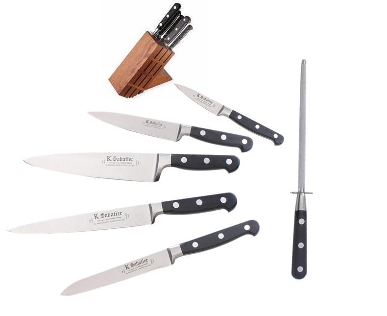 Set of 6 laguiole steak knives with Yew wood handle and stainless steel  bolsters