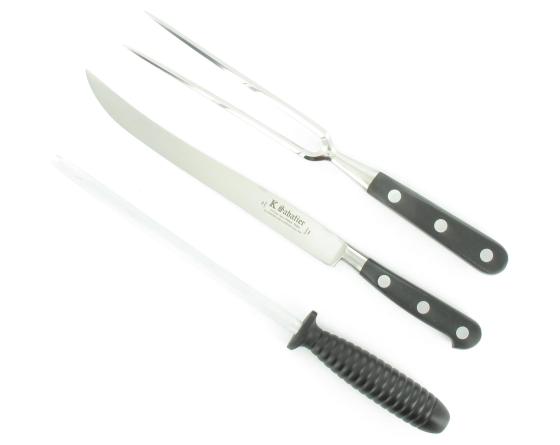 Set of Three Vintage Carving Knives Plus Fork