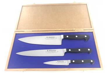 Proxus - Oak Wood Box - 8" Cooking Knife - 8" Slicer - 3 1/2" Parer